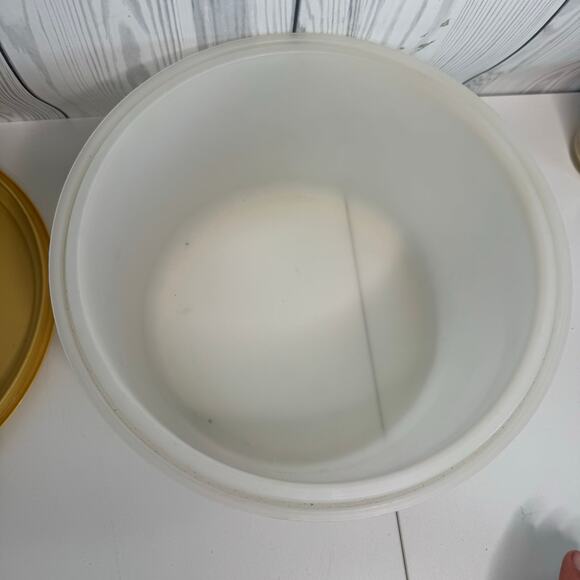 TUPPERWARE Tall Cake Carrier + Pie Tray 4 Pcs 1256-5 Harvest Gold Vintage - Picture 8 of 8